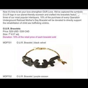 Eco Friendly Black Bracelet O.U.R.‎ Support Trafficking